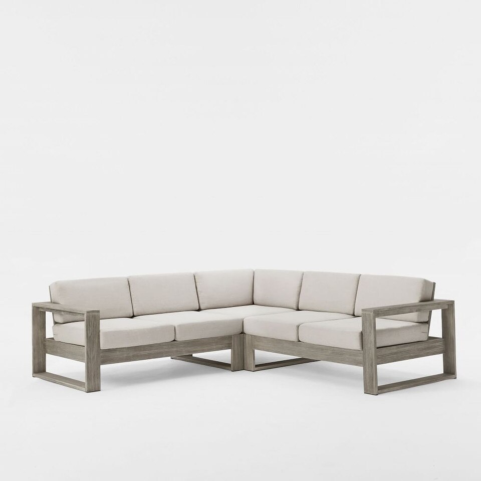 Portside Outdoor 3Piece Sectional Weathered Grey west elm Australia
